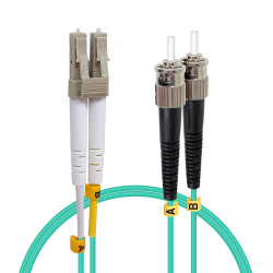 Jarretière opti Multim OM3 50/125 duplex Zipp aqua Turq ST/LC 1.00m