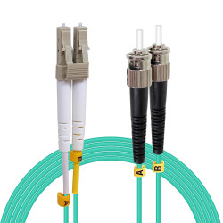 Jarretière opti Multim OM3 50/125 duplex Zipp aqua Turq ST/LC 5.00m