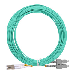 Jarretière opti Multim OM3 50/125 duplex Zipp aqua Turq SC/LC 10.00m