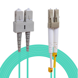 Jarretière opti Multim OM3 50/125 duplex Zipp aqua Turq SC/LC 15.00m