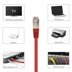 Câble Réseau Ethernet RJ45 Cat 5e FTP blindé rouge  2m