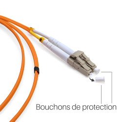 Jarretière optique Multim OM2 50/125 duplex Zipp orange LC/LC 20.00m