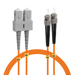 Jarretière optique Multim OM2 50/125 duplex Zipp orange ST/SC 2.00m