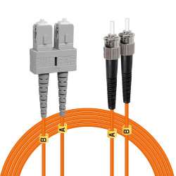 Jarretière optique Multim OM2 50/125 duplex Zipp orange ST/SC 5.00m