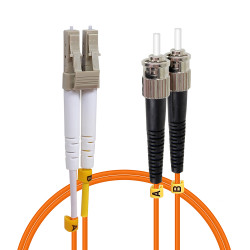 Jarretière optique Multim OM2 50/125 duplex Zipp orange ST/LC 1.00m