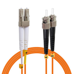 Jarretière optique Multim OM2 50/125 duplex Zipp orange ST/LC 3.00m