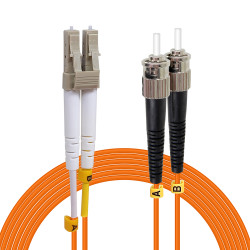 Jarretière optique Multim OM2 50/125 duplex Zipp orange ST/LC 10.00m