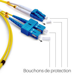 Jarretière optique monomode OS2 9/125 duplex Zipp jaune SC/LC 20.00m