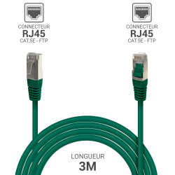 Câble Réseau Ethernet RJ45 Cat 5e FTP blindé vert 3m