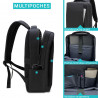 Sac à Dos Urbain 15,6 Pouces Polyester Oxford Multipoches USB Noir