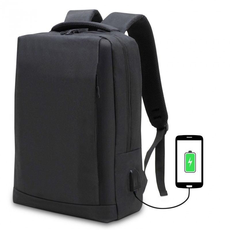 Sac à Dos Urbain 15,6 Pouces Polyester Oxford Multipoches USB Noir