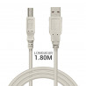 Câble imprimante USB-A mâle vers USB-B mâle 1,80 m Gris
