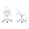 Chaise Bureau Scandinave à roulettes, hauteur réglable Lot de 4 Blanc