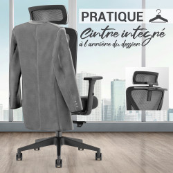 Fauteuil de Bureau soutien lombaire et accoudoirs réglables noir