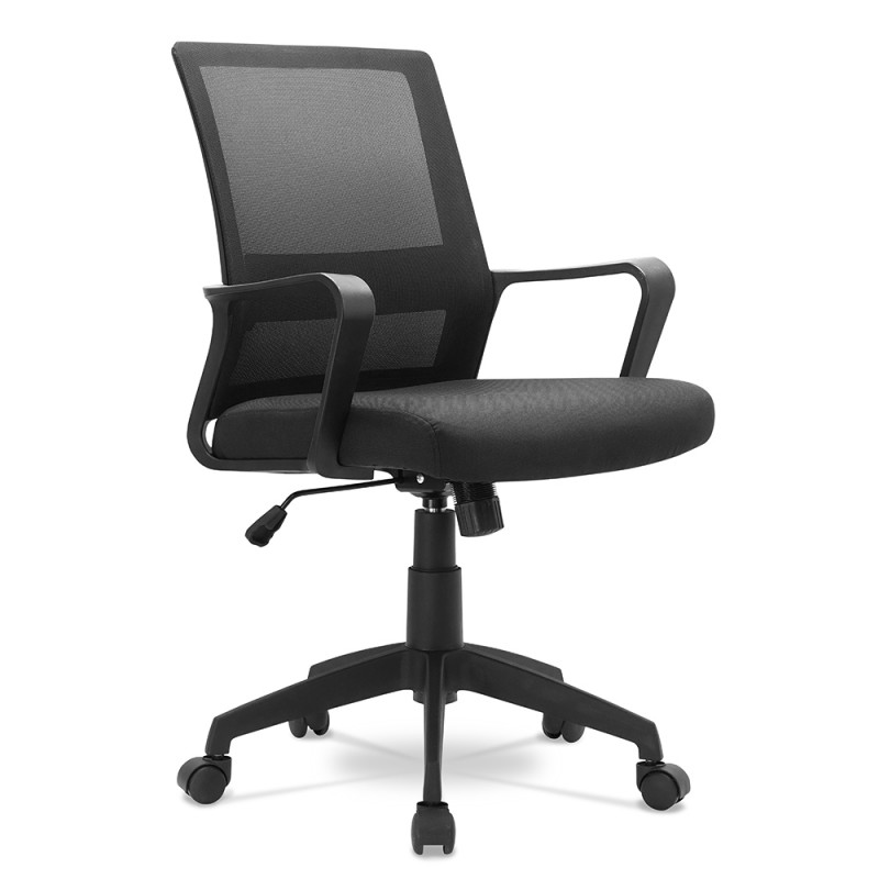 Chaise de bureau réglable avec accoudoirs et soutien lombaire, Noir
