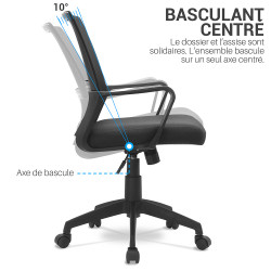 Chaise de bureau basculante, mécanisme centré