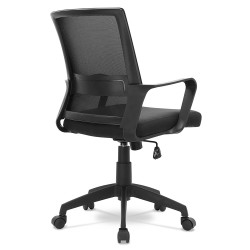 Chaise de bureau roulante avec accoudoirs et soutien lombaire, Noir