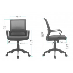 dimensions de la chaise de bureau avec accoudoirs et soutien lombaire