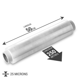 Film palette transparent 50cm x 250m 25 microns étirable