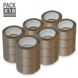 Ruban adhésif d'emballage marron, large 50mm - Lot de 18