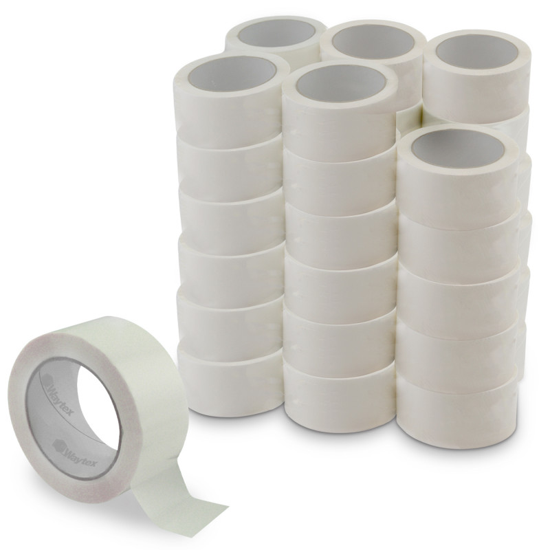 Ruban adhésif d'emballage  blanc, large 50mm - Lot de 36