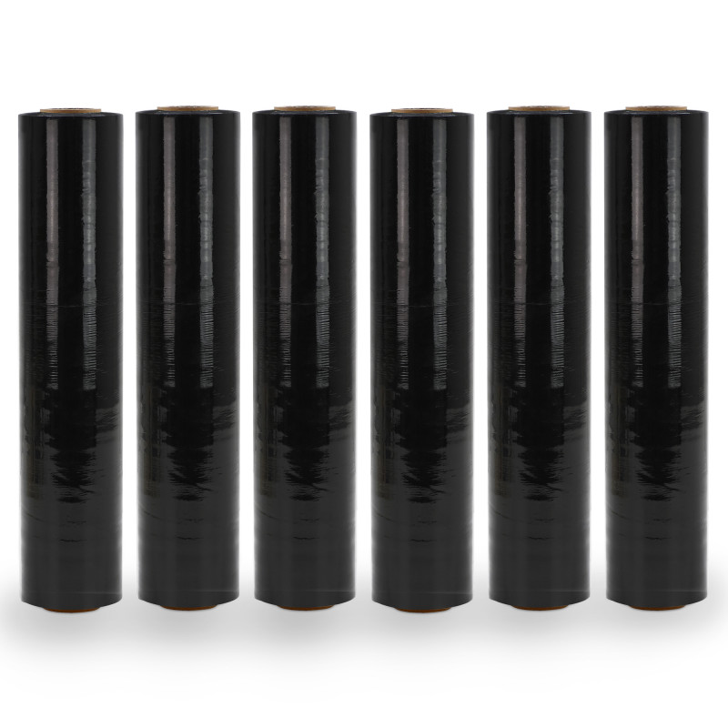 Pack 6 Films palette noir 50cm x 250m 25 microns étirable