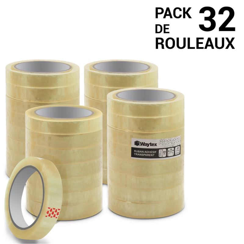 Ruban adhésif Pro 50Mic transparent de bureau 19mm x 66 pack de 32
