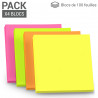 Notes autocollantes couleurs vives néon 4 blocs de 100 notes 75x75mm