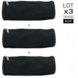 Lot 3 Trousses Rondes Noir Fourre-tout multiusage