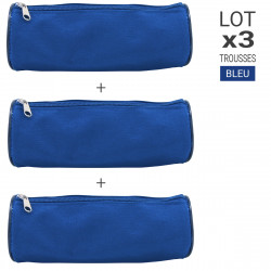 Lot 3 Trousses Rondes Bleues Fourre-tout multiusage