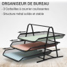 Lot de 3 Organisateurs de Bureau métal ajouré Noir 3 Corbeilles