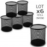 Lot de 6 Pots à Crayons en Métal maillé Noir - Organisation bureau
