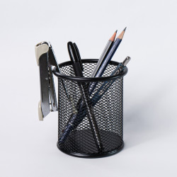 Lot de 6 Pots à Crayons en Métal maillé Noir - Organisation bureau