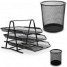 Ensemble d'accessoires de bureau en métal noir maille ajourée rigide