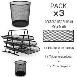 petits accessoires de bureau en grillage noir métal ajouré style moderne élégant tendance industriel