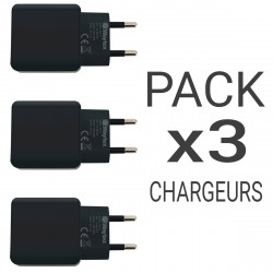 Pack 3 Chargeurs Rapides USB-C 20W QC 3.0+PD Blanc avec Puce IC 