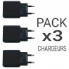 Pack 3 Chargeurs Rapides USB-C 20W QC 3.0+PD Blanc avec Puce IC 
