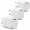 lot de 3 chargeurs secteurs usb c  20w