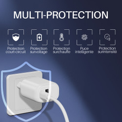 Pack 3 Chargeurs Rapides USB-C 20W QC 3.0+PD Blanc avec Puce IC 