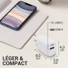 Pack 3 Chargeurs Rapides USB-C 20W QC 3.0+PD Blanc avec Puce IC 