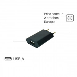 Pack 3 Prises Chargeurs USB Universel sur Secteur, 2 broches Noir