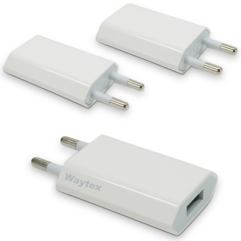 lot de 3 chargeurs secteur usb universels blancs