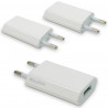 lot de 3 chargeurs secteur usb universels blancs