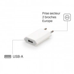 Pack 3 Prises Chargeurs USB Universel sur Secteur, 2 broches Noir
