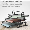 Organisateur de Bureau métal ajouré Noir 3 Corbeilles à Courrier