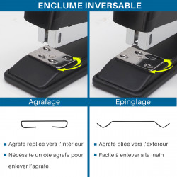 Agrafeuse de Bureau métal noir 25 feuilles 24/6 et 26/6