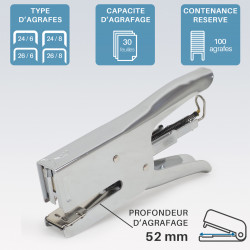 Pince agrafeuse de bureau métal solide 24/6-8 26/6-8 30 Feuilles