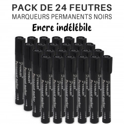 Lot de 24 Marqueurs Permanents Encre indélébile Noirs Pointe Ogive