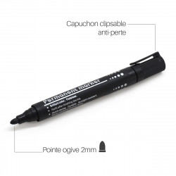 Lot de 24 Marqueurs Permanents Encre indélébile Noirs Pointe Ogive