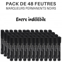 Lot de 48 Marqueurs Permanents Encre indélébile Noirs Pointe Ogive